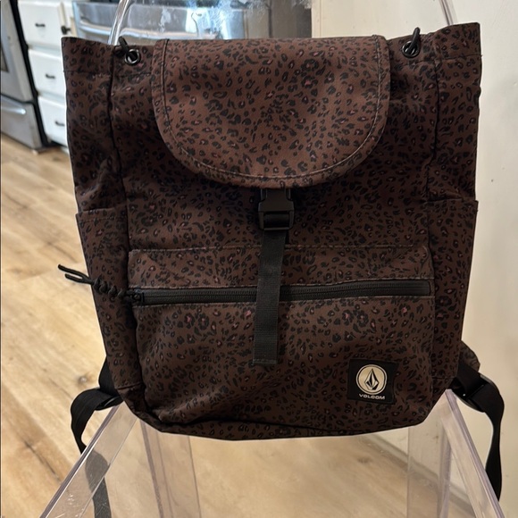 Volcom Brown Leopard Print Backpack - Picture 1 of 6